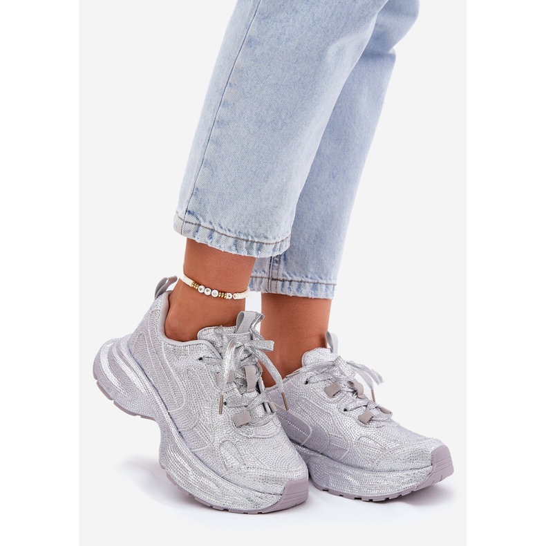 Tênis femininos decorados com zircões de prata 1