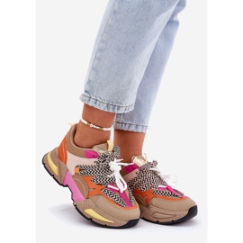 Sneakers Sports Shoes Women With Double Lacing Khaki bege 1