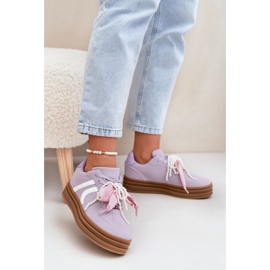 Tênis femininos na plataforma com decorações roxas roxo 2
