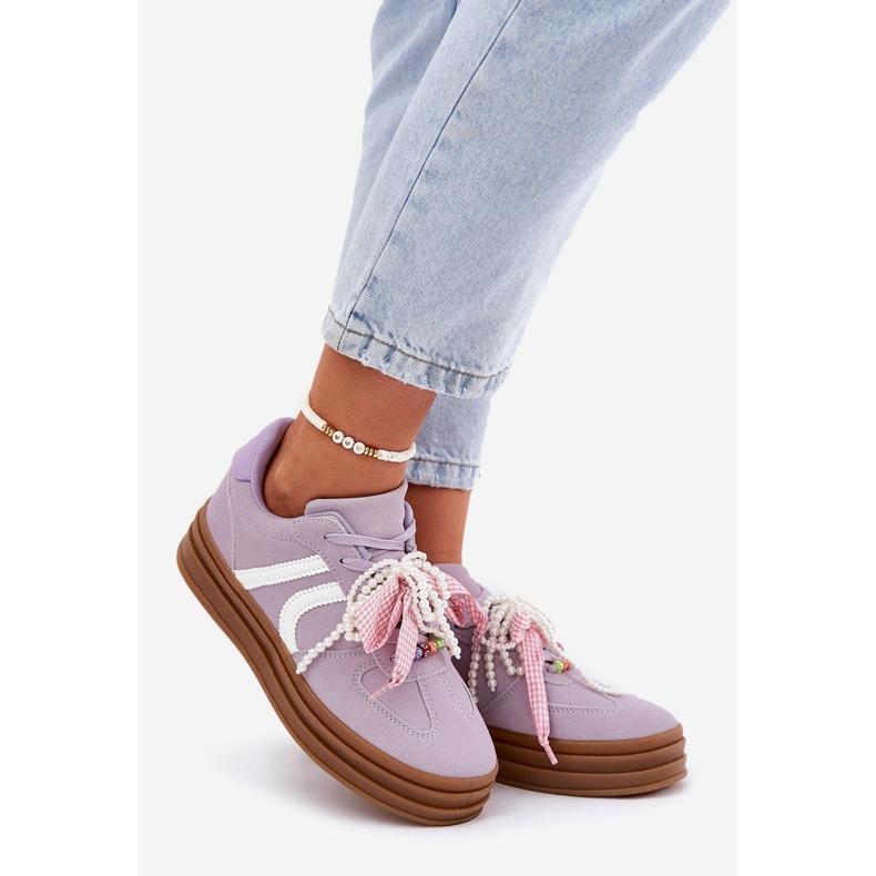 Tênis femininos na plataforma com decorações roxas roxo 1