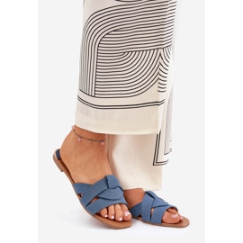 Flips de mulheres planas com listras de jeans entrelavadas azul 1