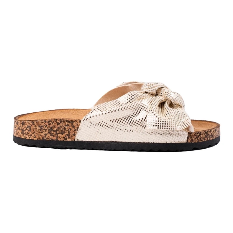 Chinelos confortáveis ​​com laço dourado 2