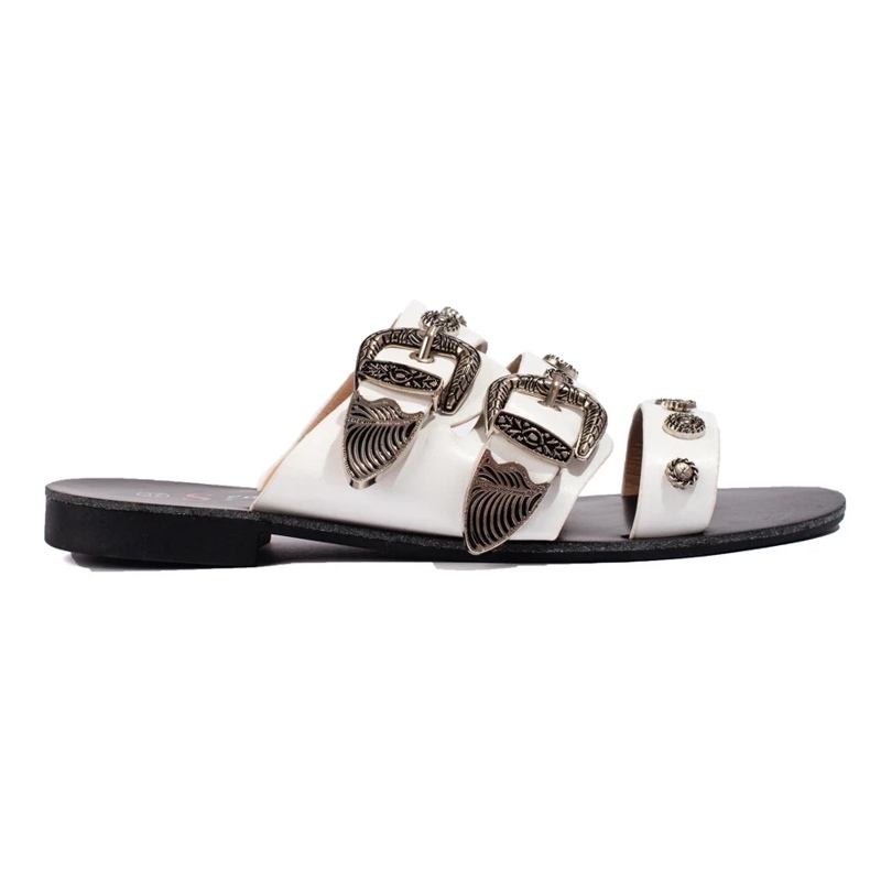 Seastar Chinelos elegantes com fivelas branco 2 Seastar Chinelos elegantes com fivelas branco 2