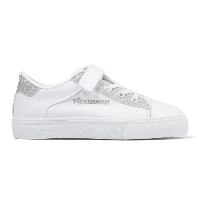 Tênis infantil branco com glitter prateado 1 Tênis infantil branco com glitter prateado 1