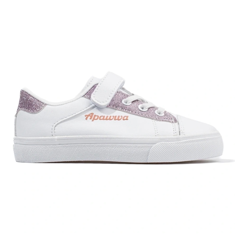Tênis infantil branco com glitter rosa 1 Tênis infantil branco com glitter rosa 1