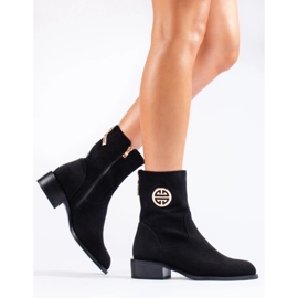 Botas altas femininas de camurça preta preto 2