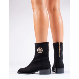 Botas altas femininas de camurça preta preto 1