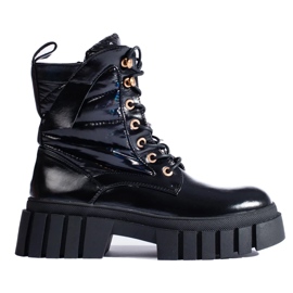 Sapatos de trabalhadoras negras com sola grossa preto 2 Sapatos de trabalhadoras negras com sola grossa preto 2
