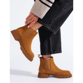 Botas Chelsea femininas de camurça marrom com salto baixo 2