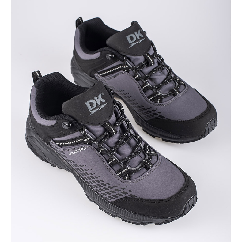Sapatos de trekking masculinos em uma sola grossa cinza DK preto 2