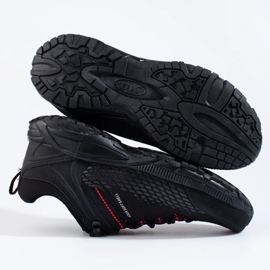Sapatos de trekking masculinos em uma sola grossa DK preto e vermelho 1