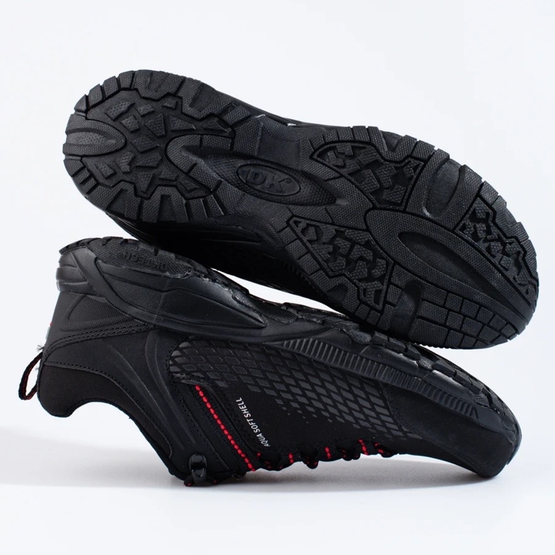 Sapatos de trekking masculinos em uma sola grossa DK preto e vermelho 1