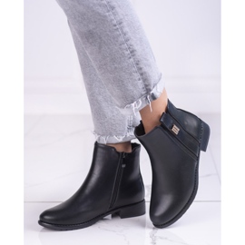 Botas Chelsea femininas elegantes com salto plano preto 2