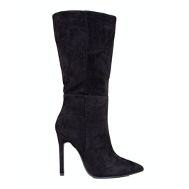 Botas femininas pretas de salto alto preto 1