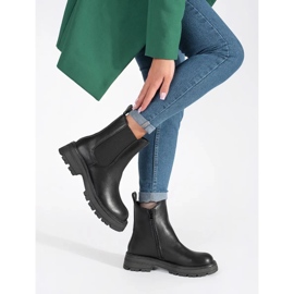 Botas Chelsea pretas femininas na plataforma preto 1