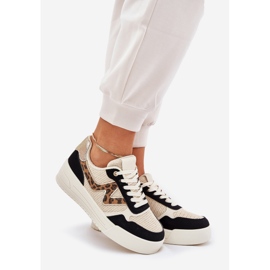 Sapatos esportivos femininos na plataforma estampa de leopardo preto 1