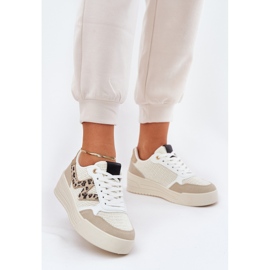 Sapatos esportivos femininos na plataforma Leopard Beige bege 2