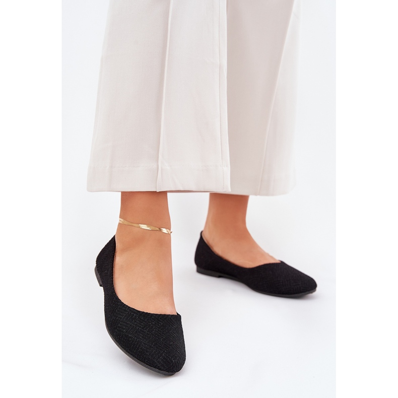 Bailarinas femininas planas com glitter preto 2