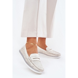 Mocassins femininos em couro ecológico dourado 1