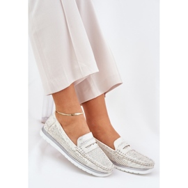 Mocassins femininos em couro ecológico dourado 2