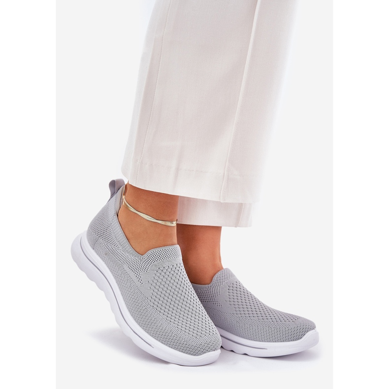 Tênis de materiais escorregadios cinzentos femininos cinza 1