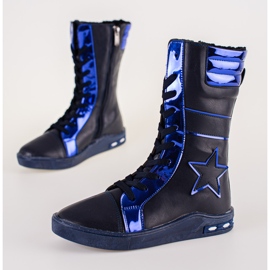 Botins de menina com cano alto, azul marinho 2