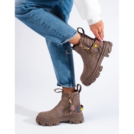 Botins plataforma femininos bege 2