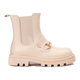 Botas Chelsea femininas bege na plataforma 2