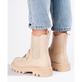 Botas Chelsea femininas bege na plataforma 1