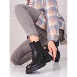 Botas Chelsea femininas pretas em couro ecológico preto 2