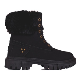 Botas femininas negras com pele preto 1