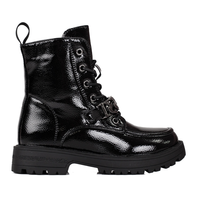 Botas de menina pretas com atacadores preto 1