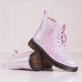 Botas rosa brilhantes de menina 2