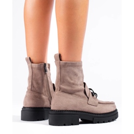 Botas plataforma bege de mulher castanho 1