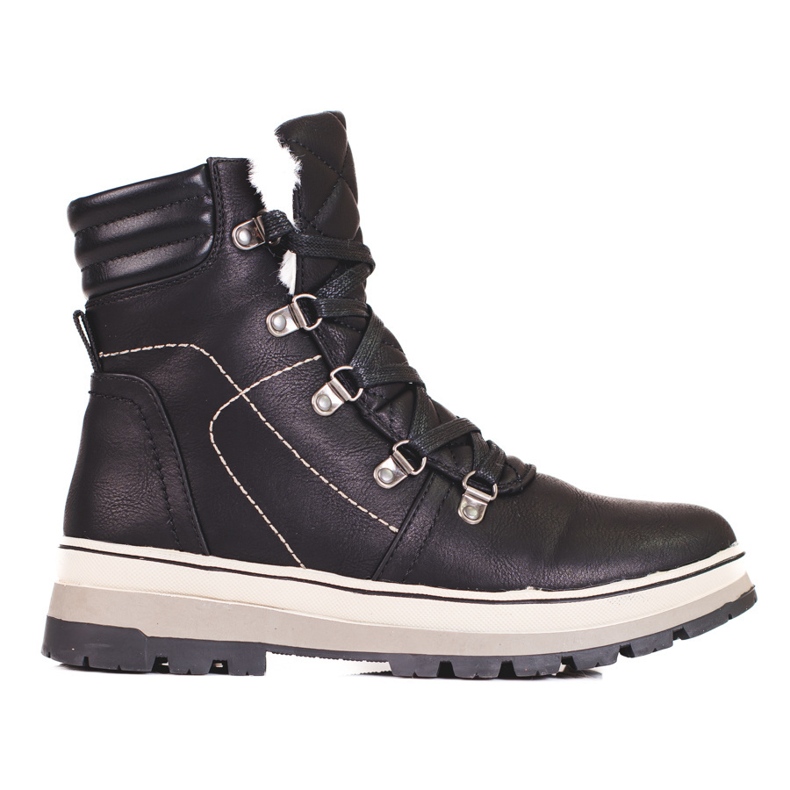 Botas de caminhada femininas negras com isolamento preto 1