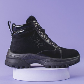 Botas pretas para meninas com sola grossa preto 1
