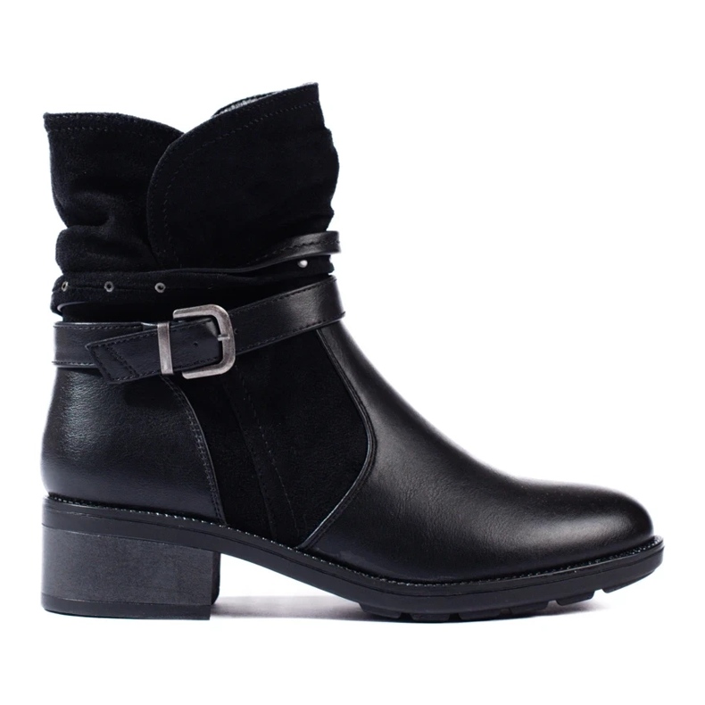 Botins femininos com tira decorativa preto 2