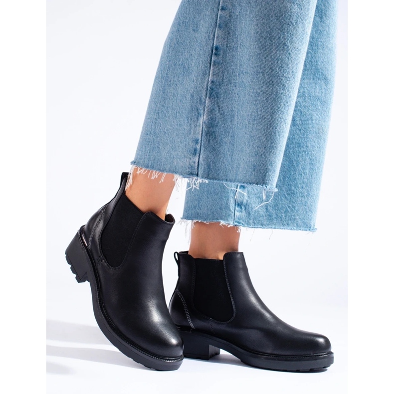 Botas Chelsea de mulher em pele ecológica preto 1