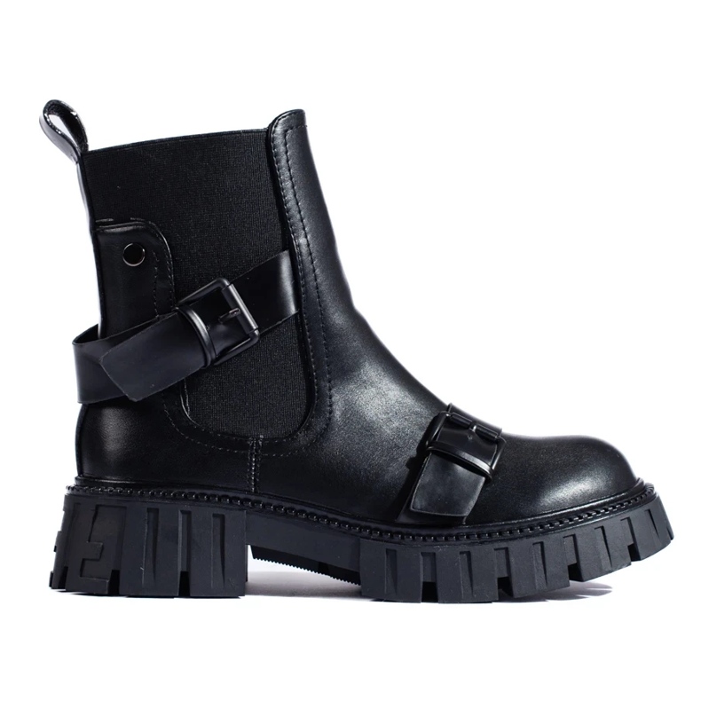 Botas Chelsea femininas na plataforma preto 2
