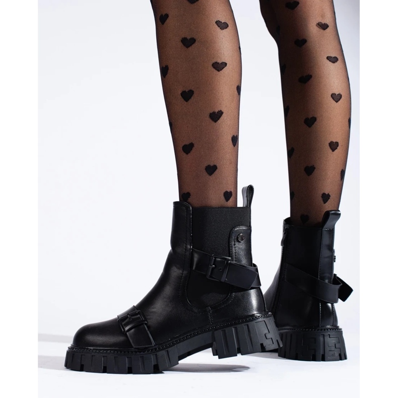 Botas Chelsea femininas na plataforma preto 1