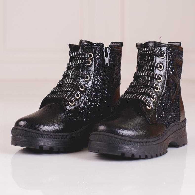 W. Potocki Botas de menina com purpurina Potocki preto 2