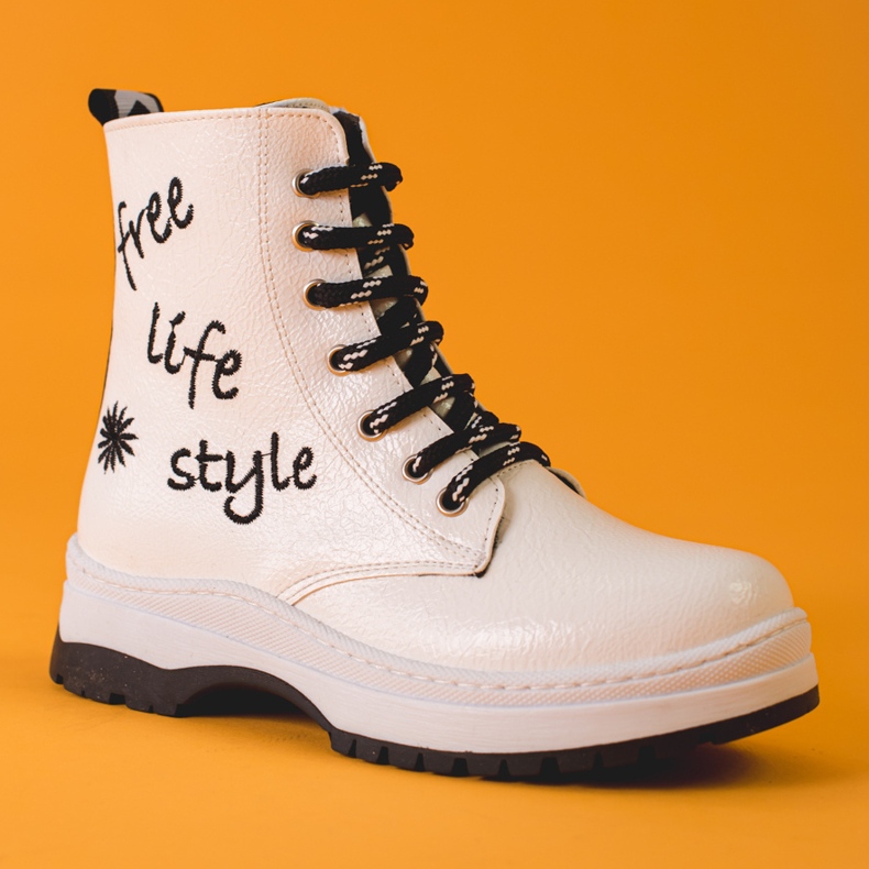 W. Potocki Botas brancas para meninas de Potocki branco 2