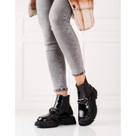 Botas de plataforma de couro para mulher preto 2