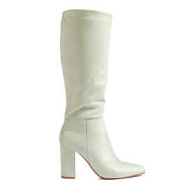 Botas femininas em camurça ecológica verde 2