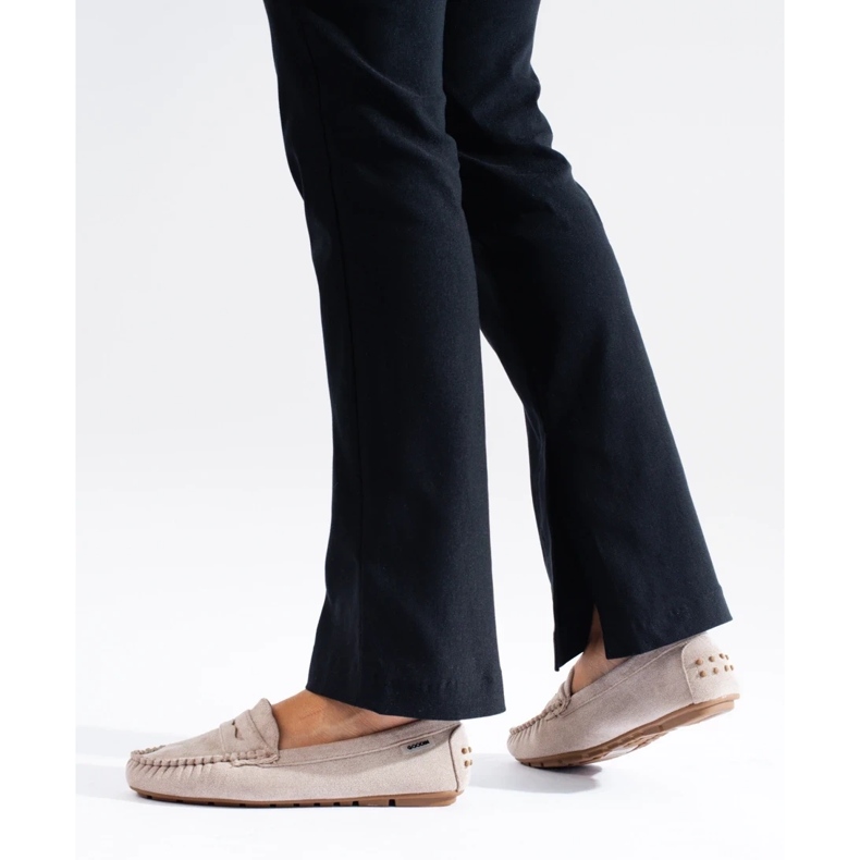 Mocassins de mulher em camurça Shelovet elástico bege 1