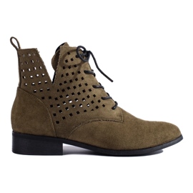 W. Potocki Botas de mulher com atacadores bordados Verde Potocki 2