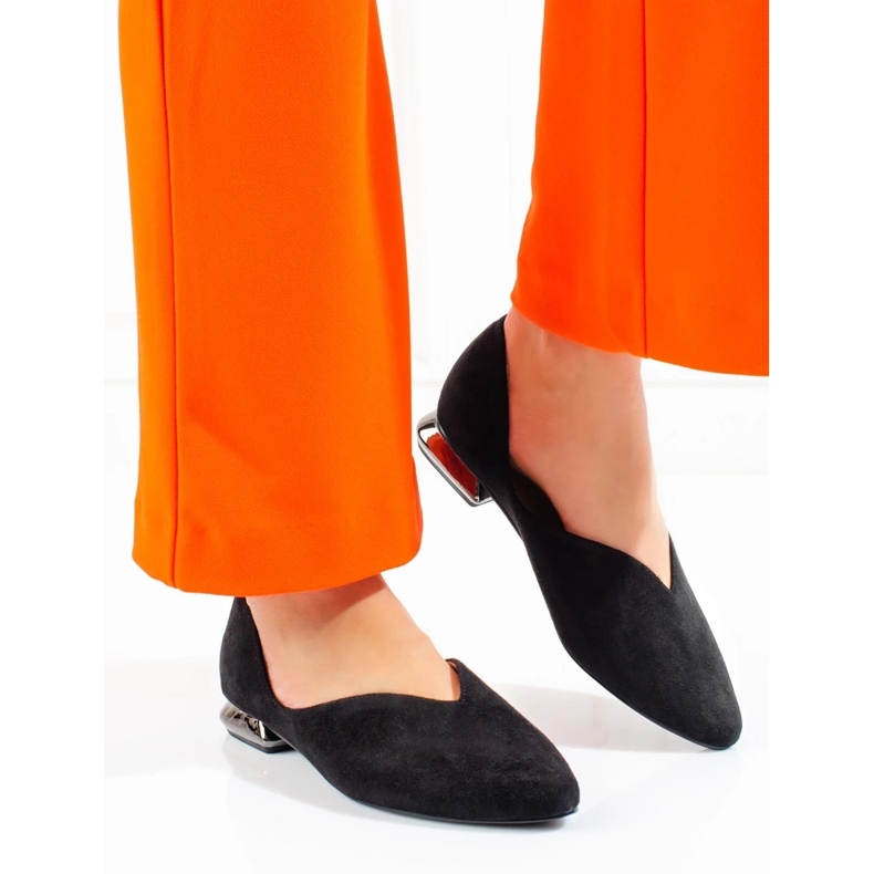 W. Potocki Sabrinas femininas de camurça Potocki preto 2