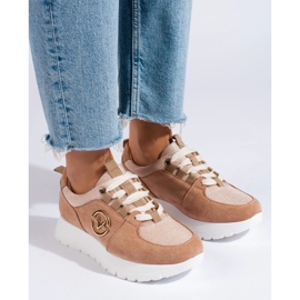 Sapatos desportivos de mulher bege Vinceza 2