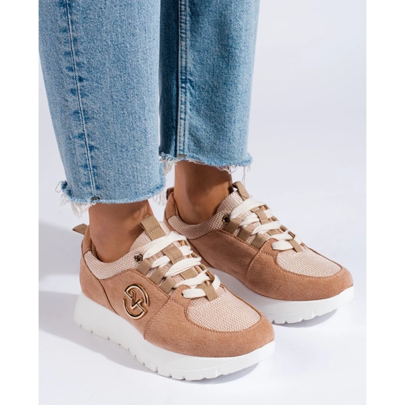 Sapatos desportivos de mulher bege Vinceza 2