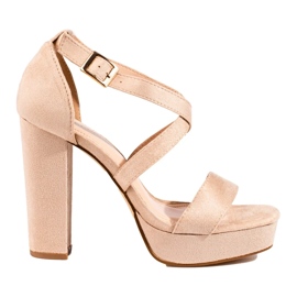 Sandália salto alto bege Shelovet 1
